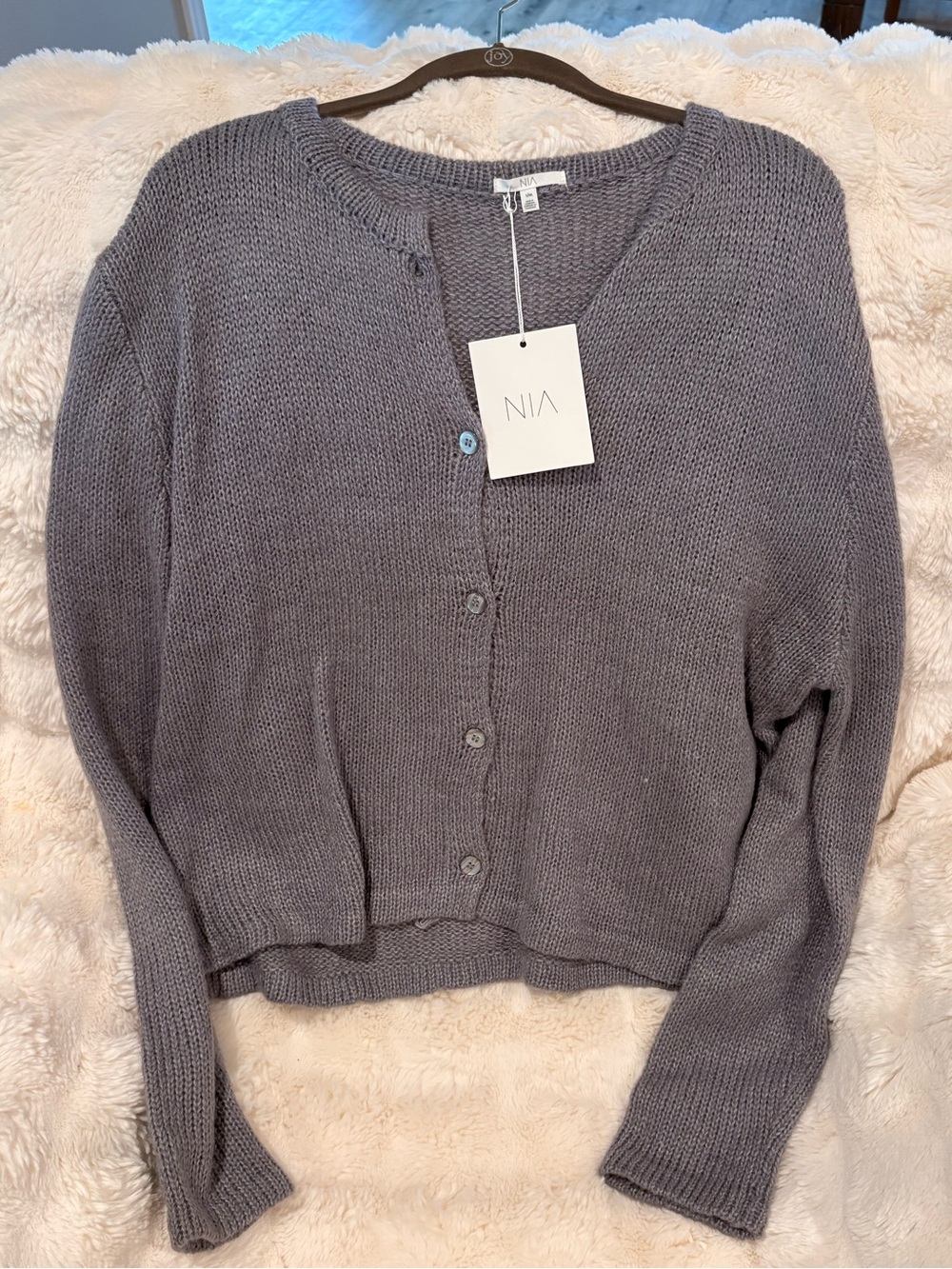 Women's Gray Button-Front Knit Sweater